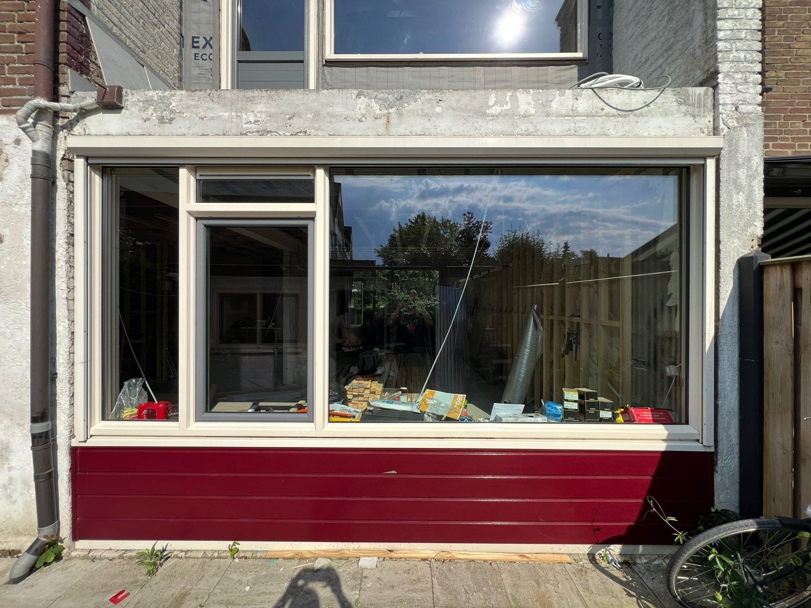 Kunststof kozijn met screen, draaikiep en vaste ramen, Ophalen, Gevelraam of Ruit, Gebruikt, 160 cm of meer