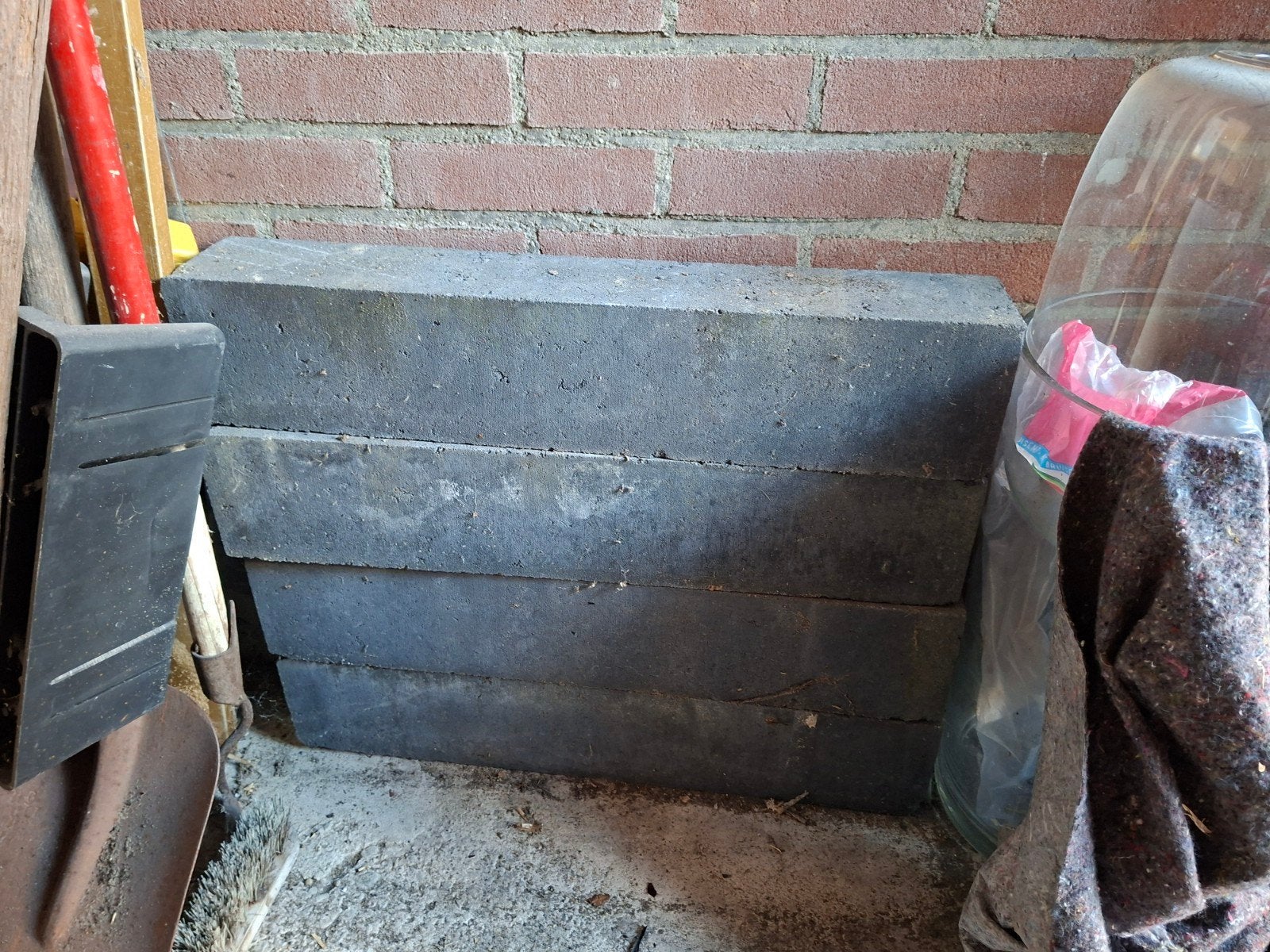 Stapelblokken 12x10 cm - Grijs beton, Tuin en Terras, Tegels en Klinkers, Ophalen, Gebruikt, Overige typen, Minder dan 5 m²