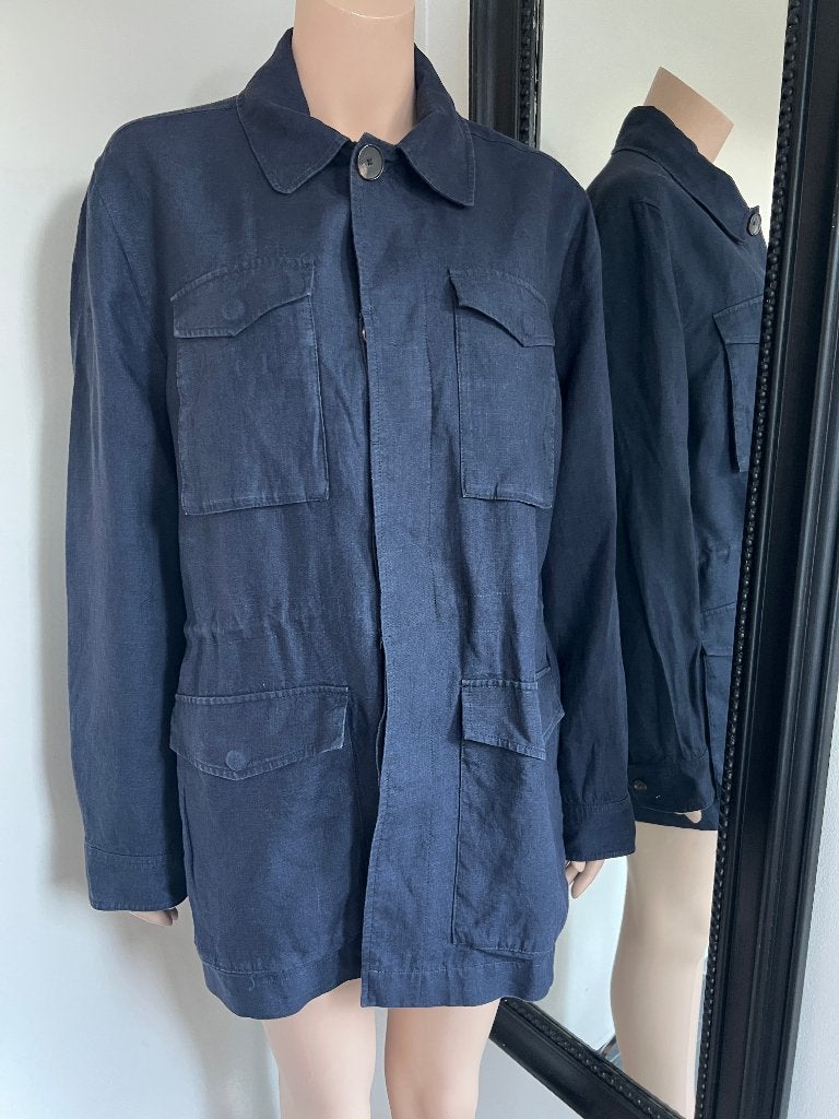 REISS   linnen herenjas  MAAT L    ALS NIEUW, Maat 52/54 (L), Blauw, Ophalen of Verzenden, Zo goed als nieuw