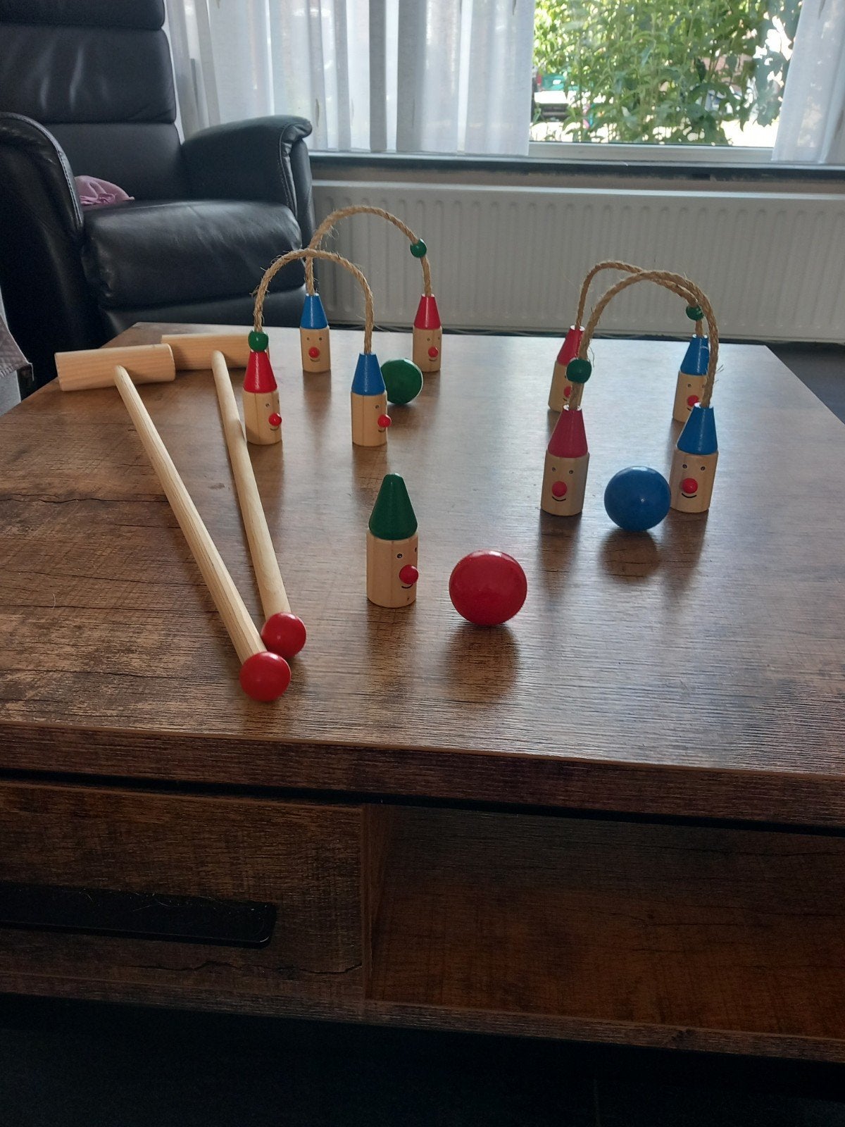 Houten Cricket Spel met Vrolijk figuurtjesl, Ophalen of Verzenden