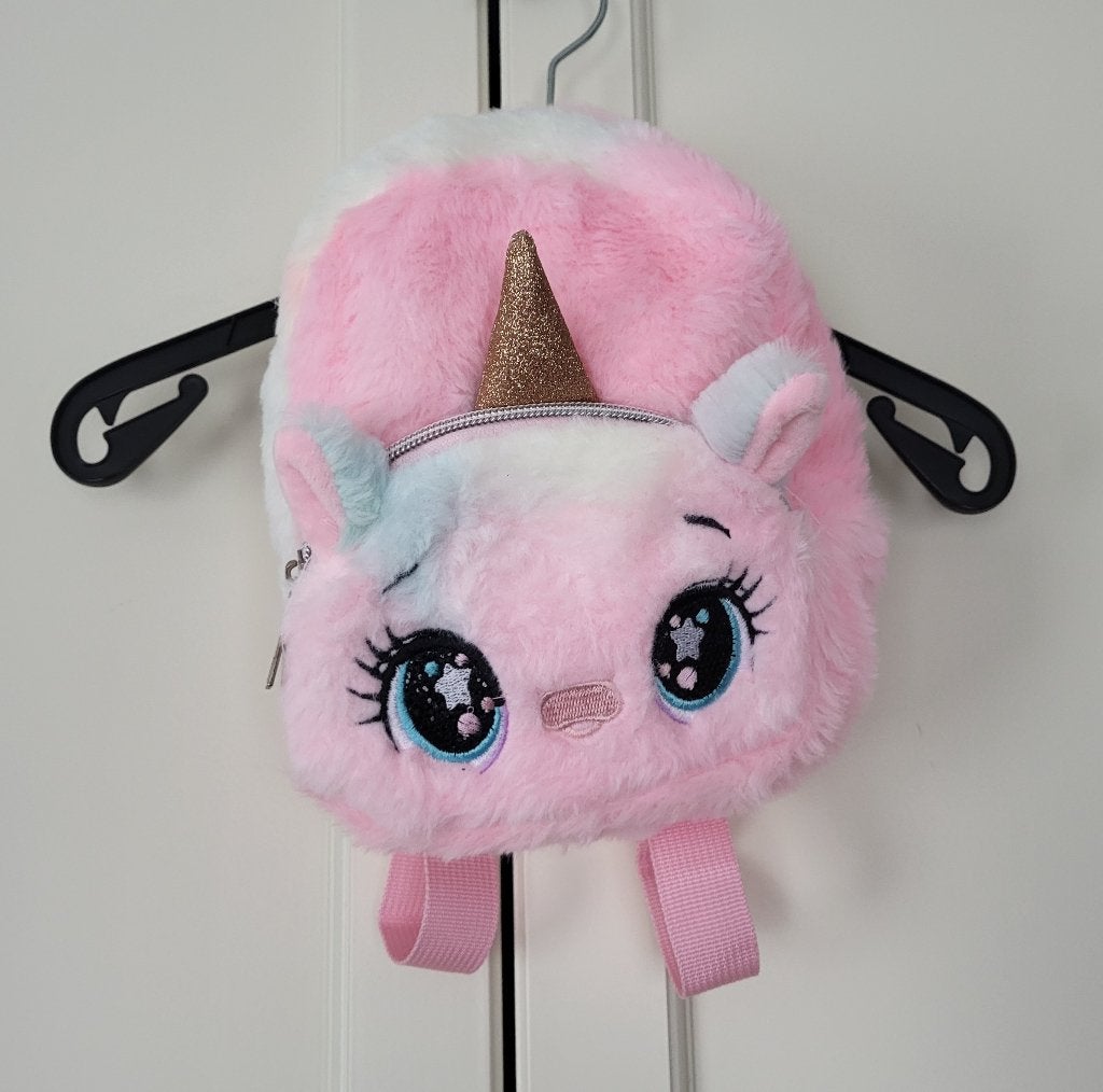 Nieuw! Fluffy rugzakje, unicorn, roze, pluche 23 cm x 17 cm, Overige merken, Minder dan 30 cm, Nieuw, Ophalen of Verzenden