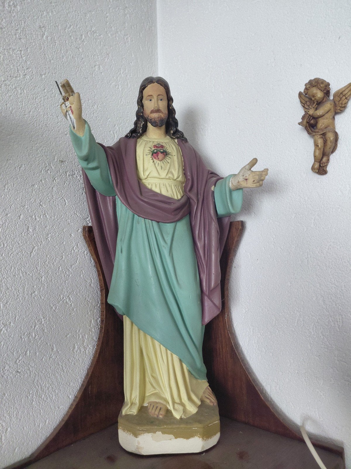 Vintage Jezus beeld - Heilig Hart - Religieuze decoratie, Antiek en Kunst, Ophalen