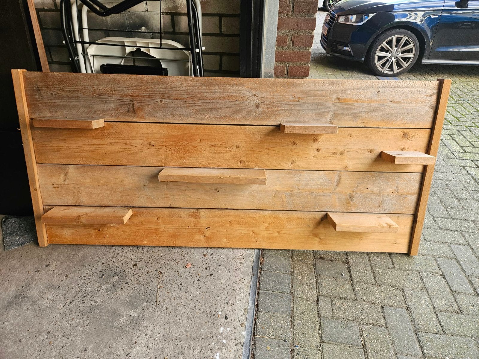 Steigerhouten wandbord met planken, Ophalen, Hout