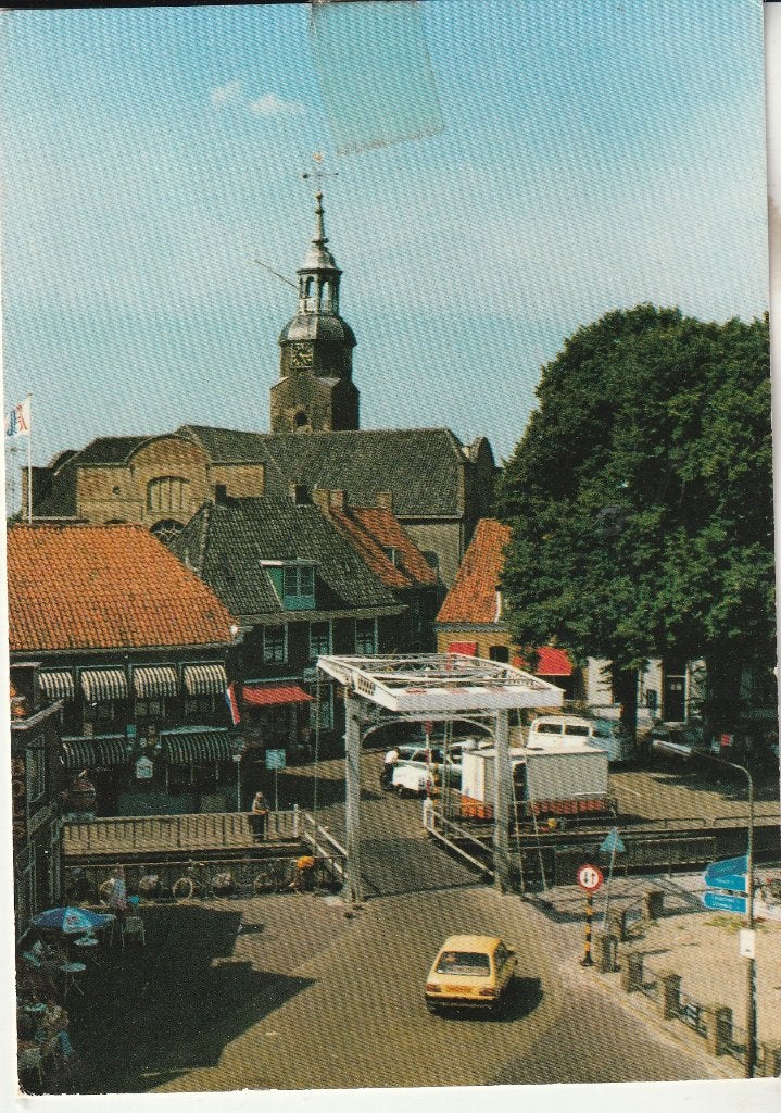 Blokzijl: Gezicht op N.H. Kerk en Ophaalbrug, Verzamelen, Ophalen of Verzenden, 1960 tot 1980, Gelopen, Overijssel