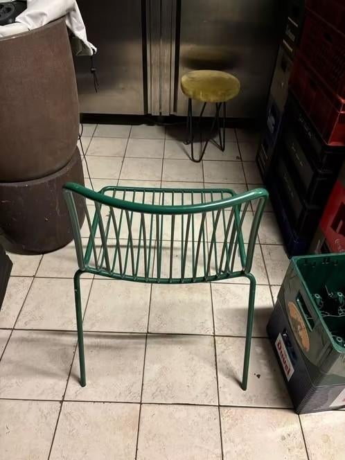 Groen metalen design stoel, Ophalen, Gebruikt, Overige kleuren, Metaal