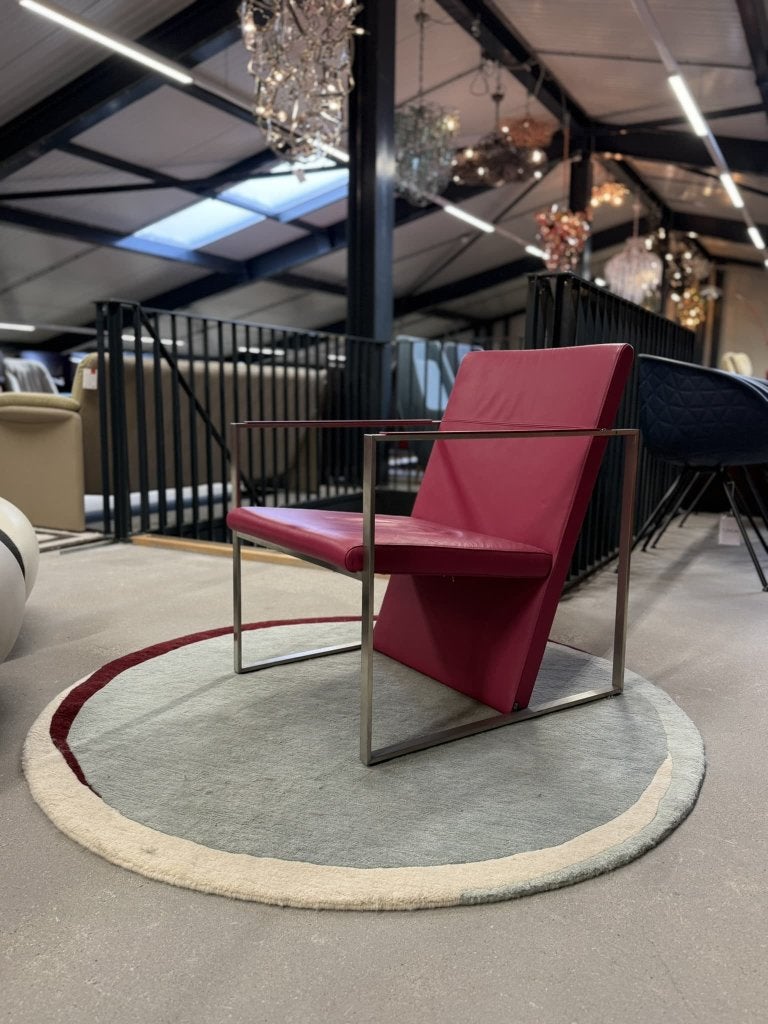 2 als nieuw Arco Spine Fauteuils roze leer design stoel, Huis en Inrichting, Fauteuils, Arco, Minder dan 75 cm, Leer, Ophalen of Verzenden