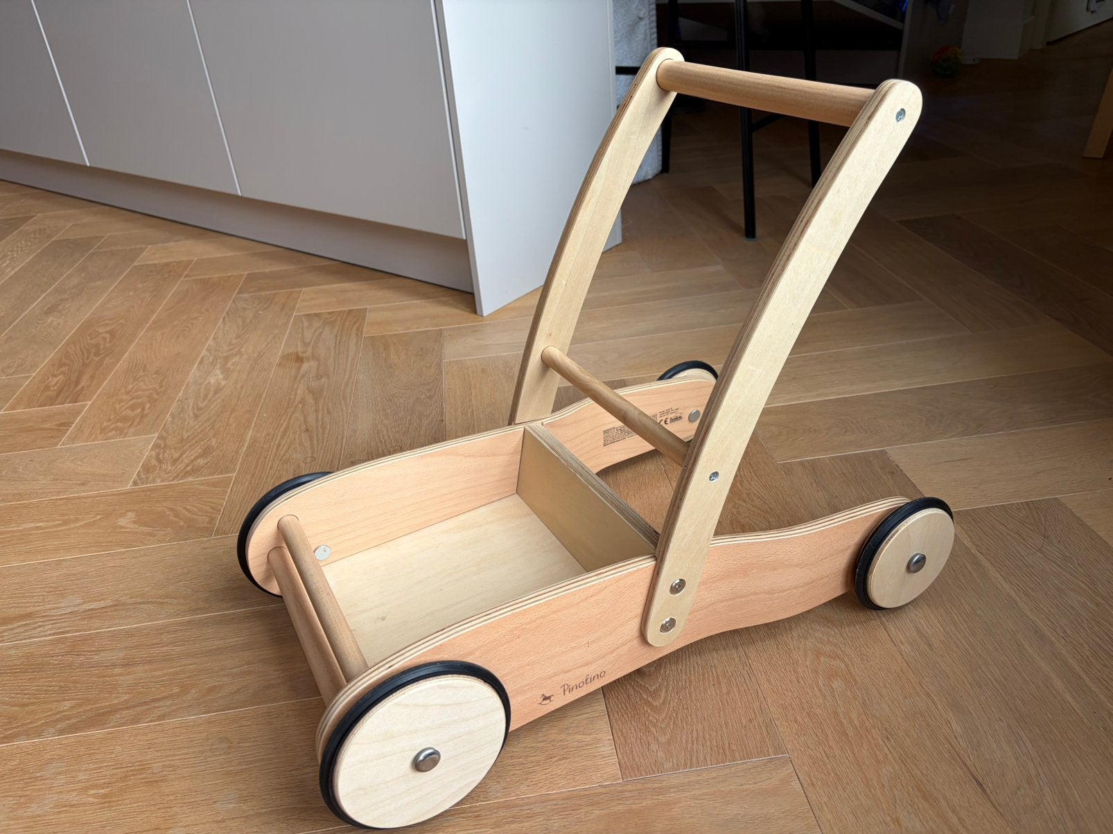 Pinolino houten loopwagen zgan, Kinderen en Baby's, Ophalen, Zo goed als nieuw, Duw- of Trekspeelgoed