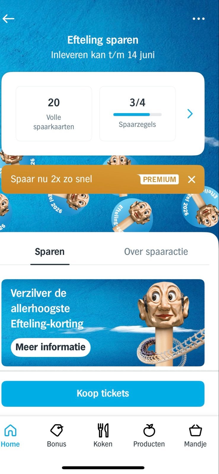 AH Efteling spaarzegels - 17 volle spaarkaarten - digitaal, Albert Heijn, Ophalen