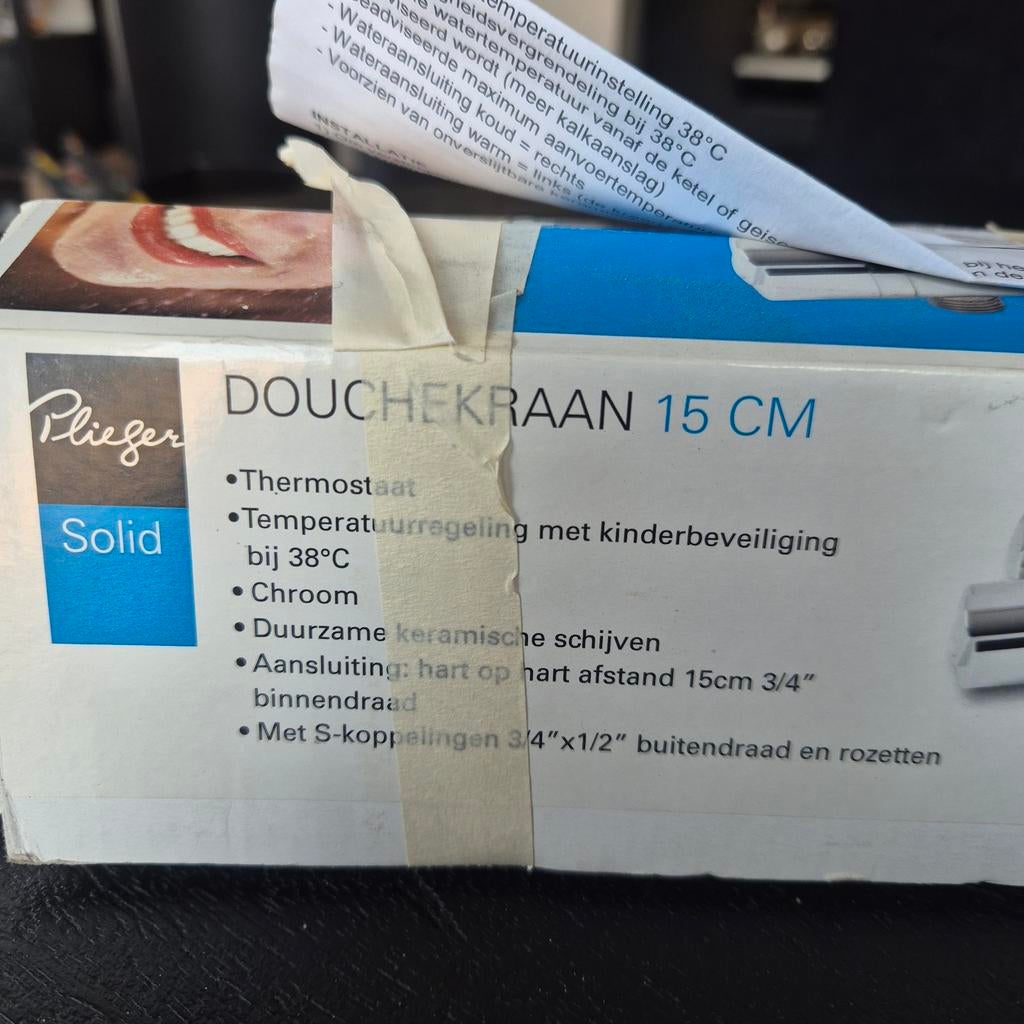 Nieuwe Plieger Solid Douchekraan 15 cm Chroom Thermostatisch, Ophalen, Nieuw, Chroom, Douche