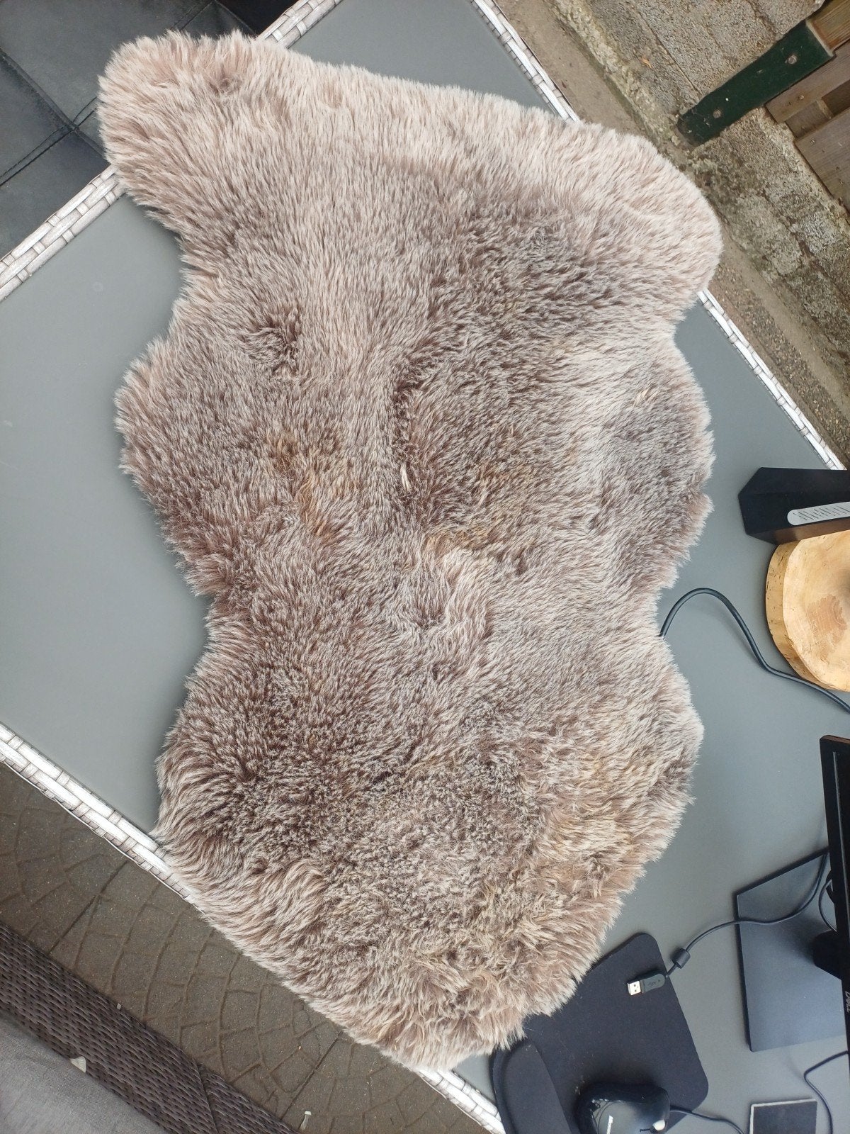 Zacht en pluizig schapenvacht kleedje, bruin/grijs, Minder dan 50 cm, Gebruikt, 50 tot 100 cm, Scandinavisch, Landelijk, Modern