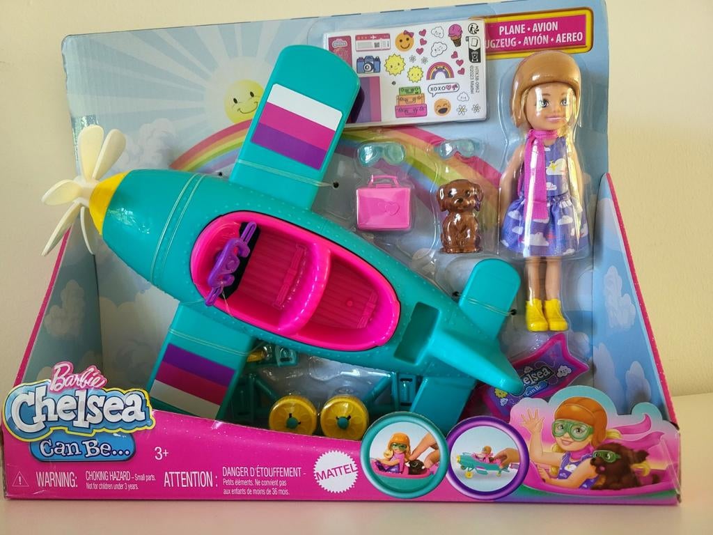 Barbie Chelsea Can be, vliegtuig, Chelsea en puppy, nieuw, Ophalen of Verzenden, Nieuw, Barbie