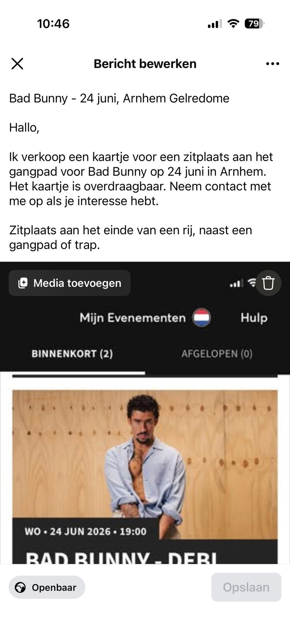 Bad-bunny ticket aangeboden €300, Tickets en Kaartjes, Eén persoon