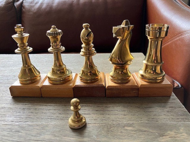 6 schaakstukken messing, Ophalen of Verzenden, Nieuw