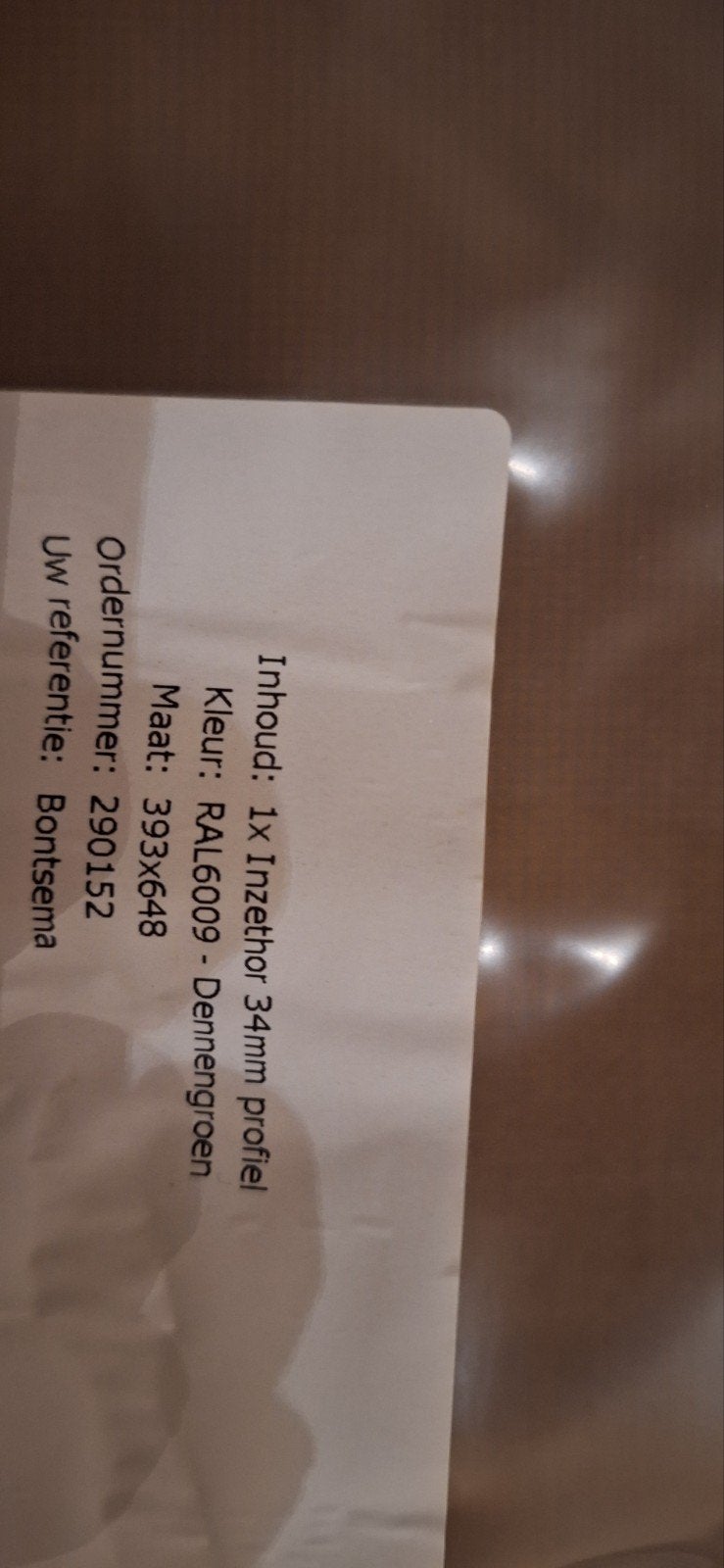 Hor inzetlijst 393x648 mm - RAL6009 Dennengroen, Ophalen, Overige materialen, Overige typen, Nieuw