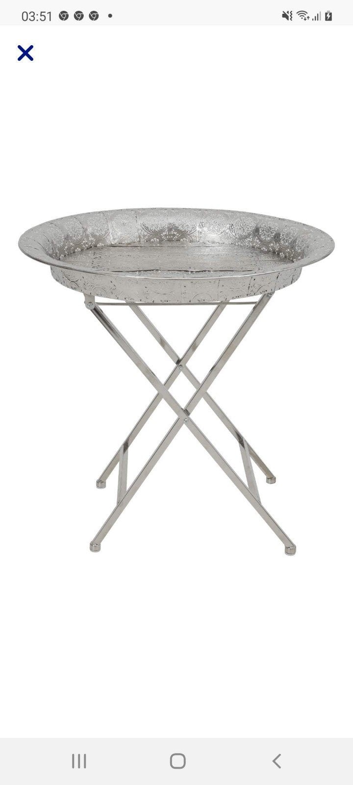 Decoratieve opvouwbare metalen bijzettafel, 45 tot 60 cm, Minder dan 55 cm, Metaal of Aluminium, Rond