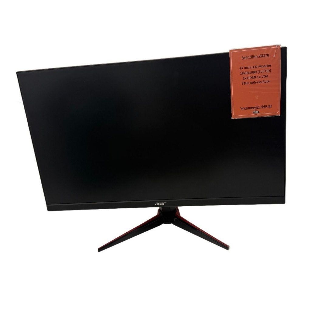 Acer Nitro VG270 Monitor | Met garantie, Ophalen, IPS, Dordrecht@usedproducts.nl, Full HD