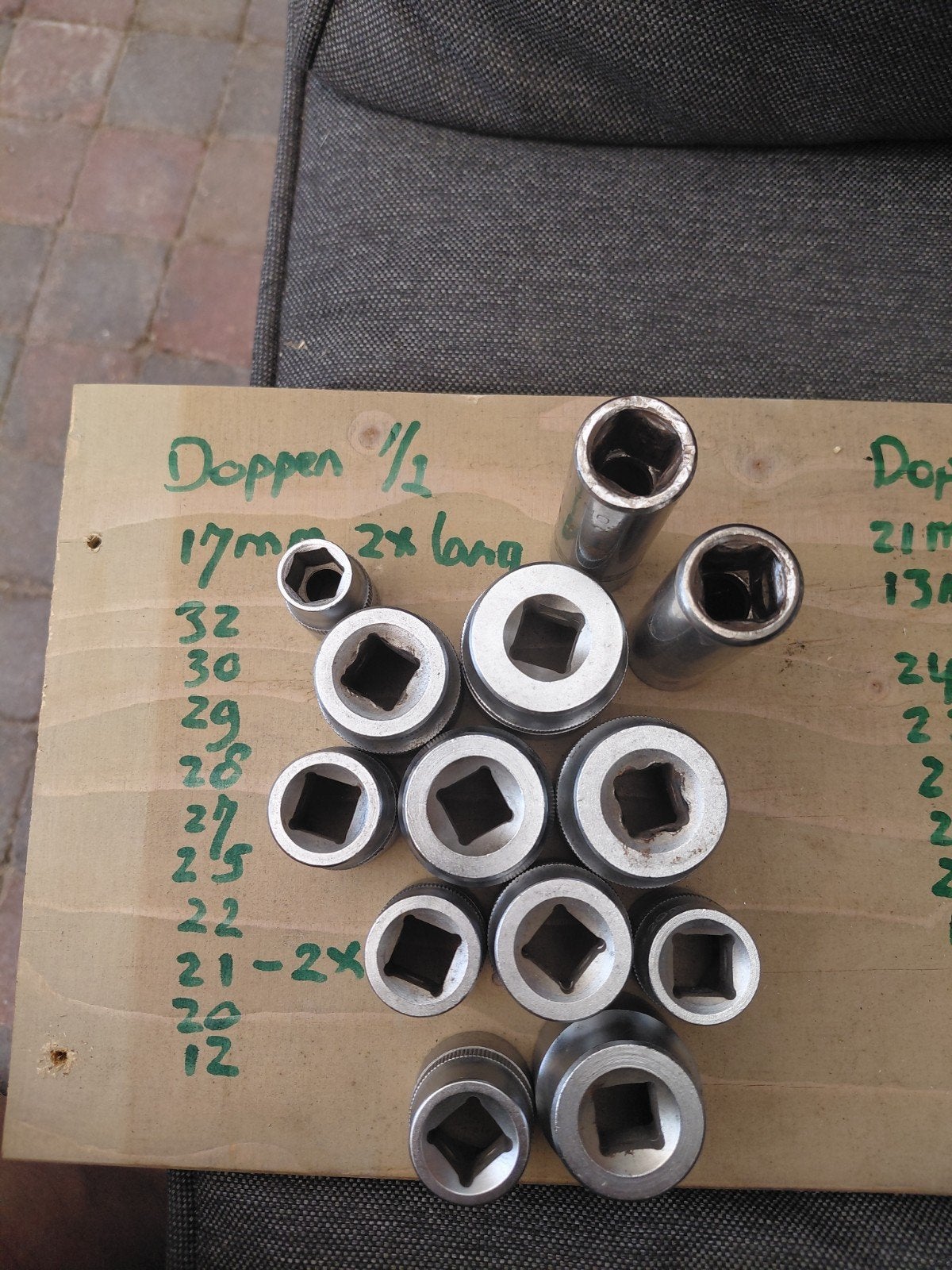 Doppenset 1/2 en 3/4 inch met diverse maten, Ophalen, Gebruikt, Gereedschapsset