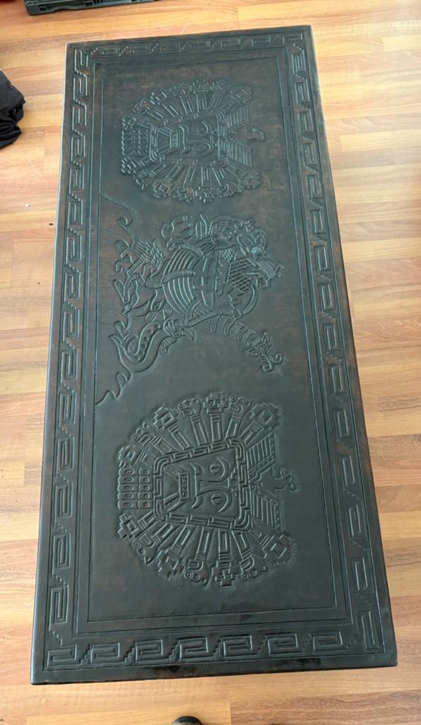 Peruaanse leren salontafel, Ophalen, 100 tot 150 cm, 50 tot 100 cm, Zo goed als nieuw