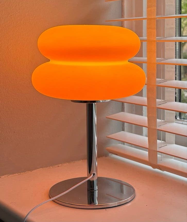 Retro lamp - Vintage oranje tafellamp bauhaus stijl, Dimbaar, Kunststof, Vintage, Oranje