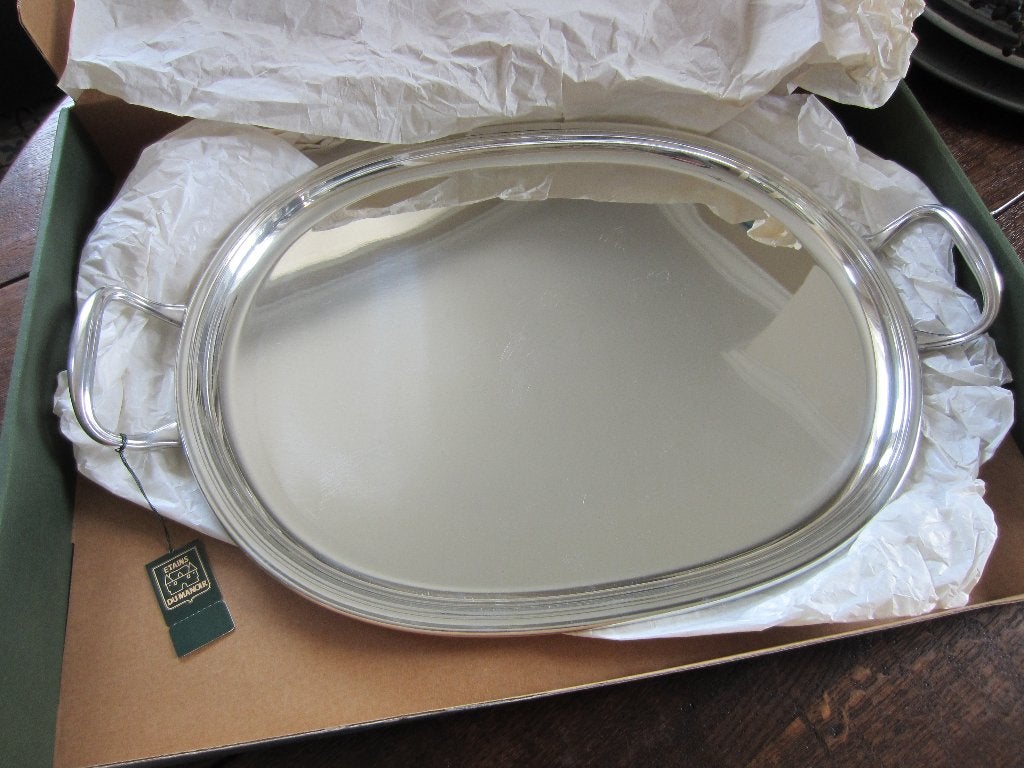 53x35cm Groot sober tinnen dienblad Etains du Manoir Paris, Ophalen of Verzenden