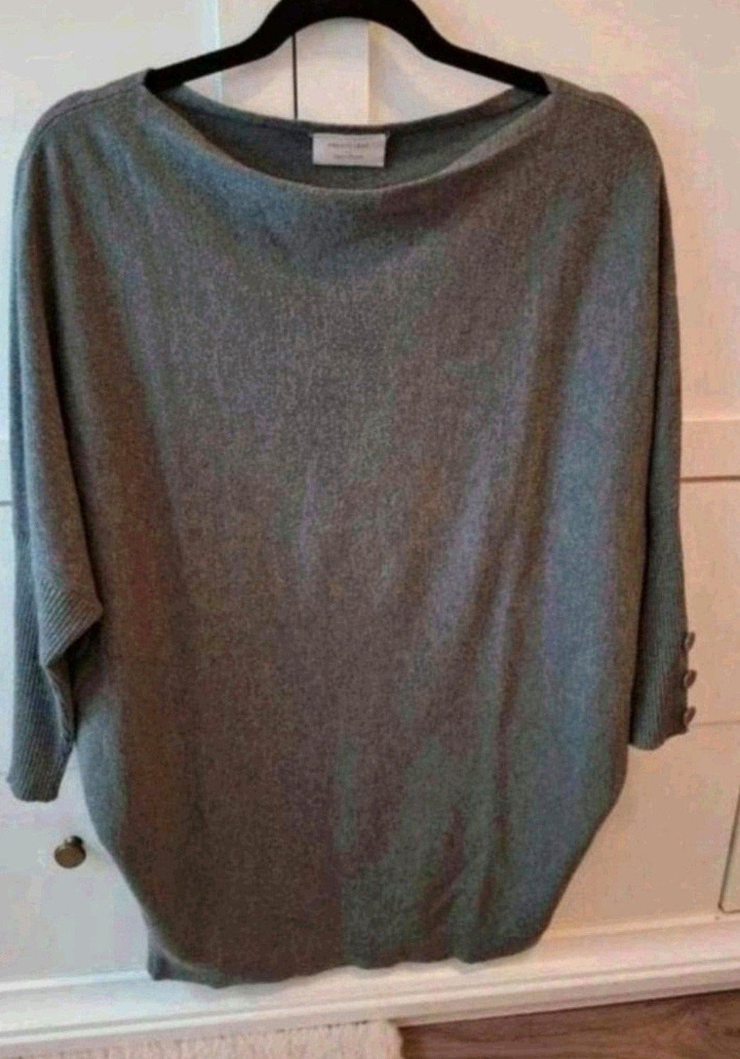 Free/Quent Grijze Trui met Boothals en 3/4 Mouwen, Kleding | Dames, Free/Quent, Ophalen of Verzenden, Zo goed als nieuw, Maat 36 (S)