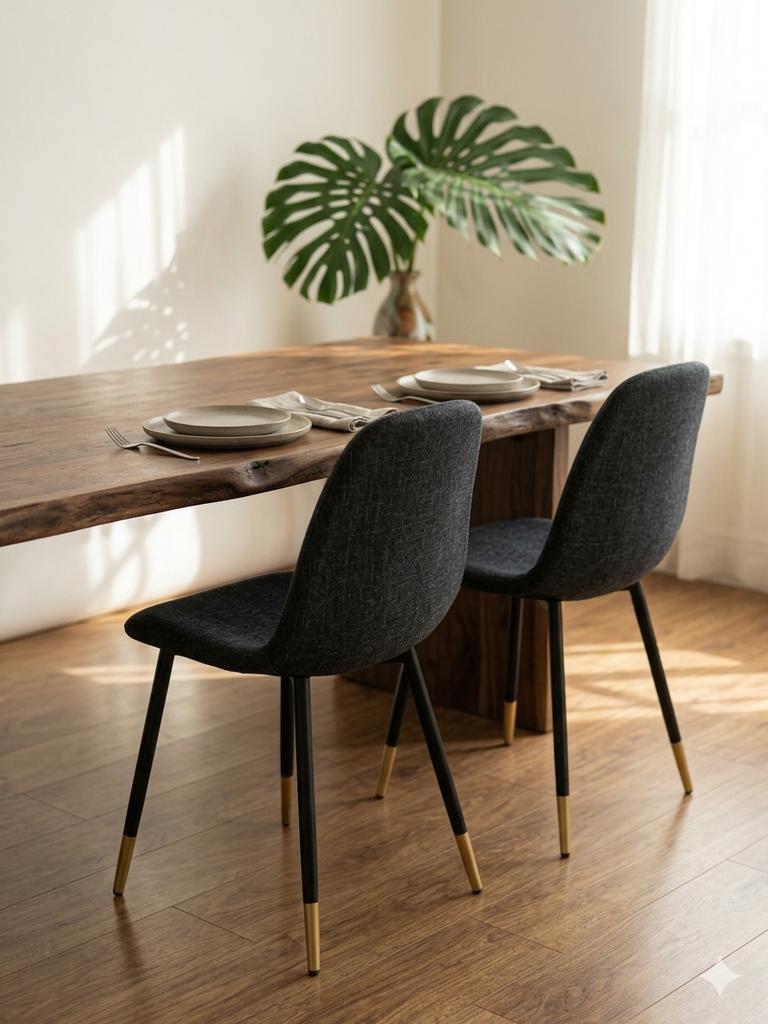Modern black dining chairs (set of 2) – minimal style, Huis en Inrichting, Tafels | Eettafels, Ophalen, Tot twee personen, 50 tot 100 cm