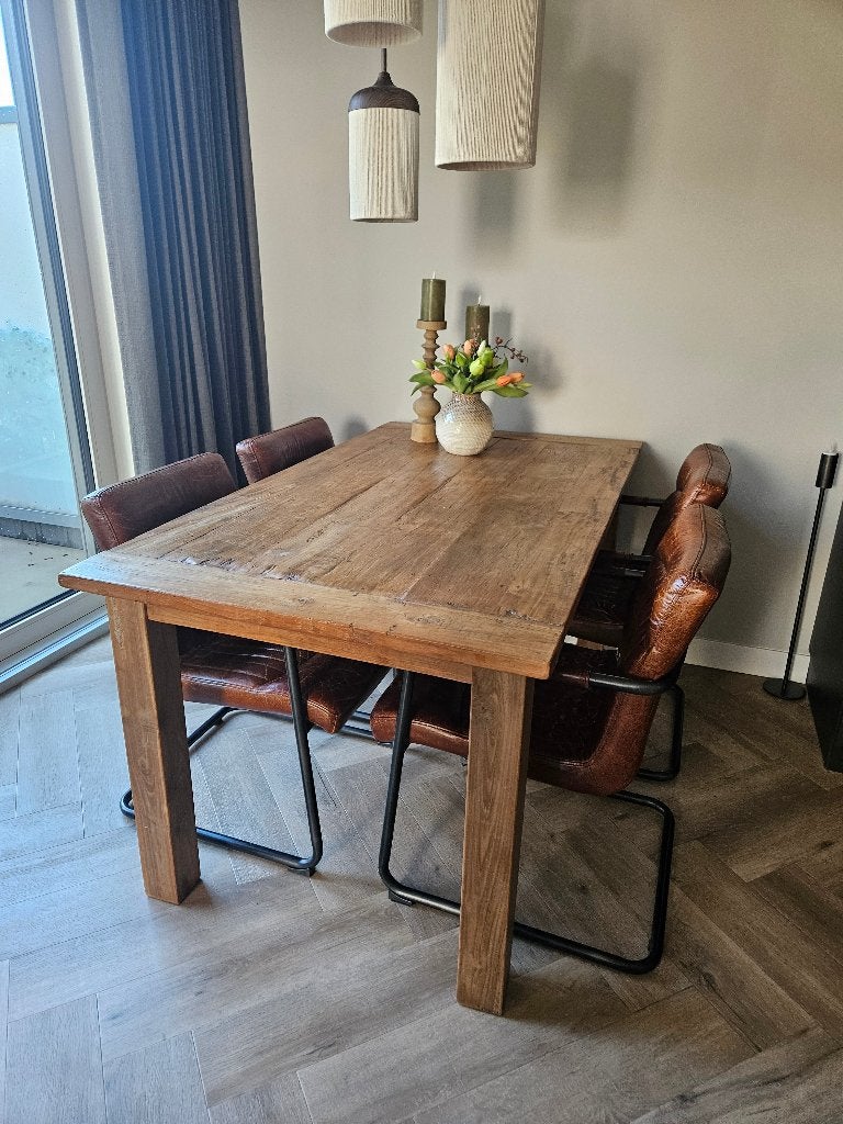 Teakhouten eettafel 160x90cm, Huis en Inrichting, Ophalen, Gebruikt, Teakhout, 200 cm of meer