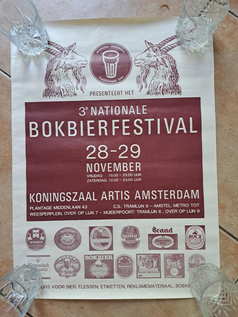 Vintage Bokbierfestival Poster Artis Amsterdam, Ophalen, Gebruikt, Reclamebord