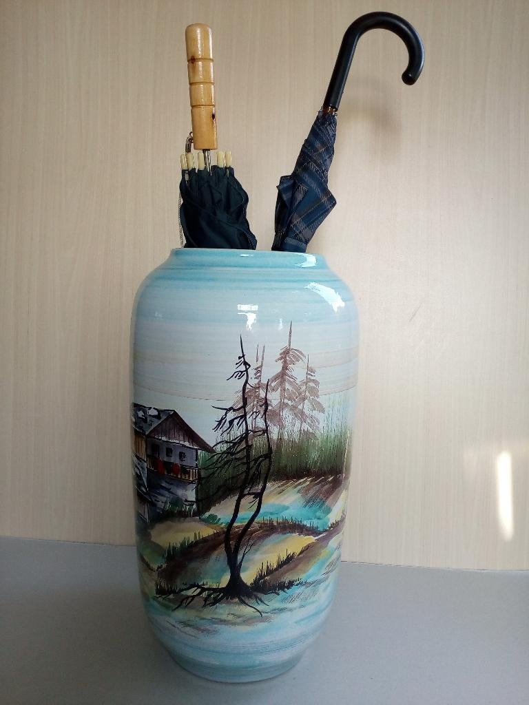 Vloervaas(paraplustandaard).Berglandschap.Handbeschilderd, Ophalen of Verzenden