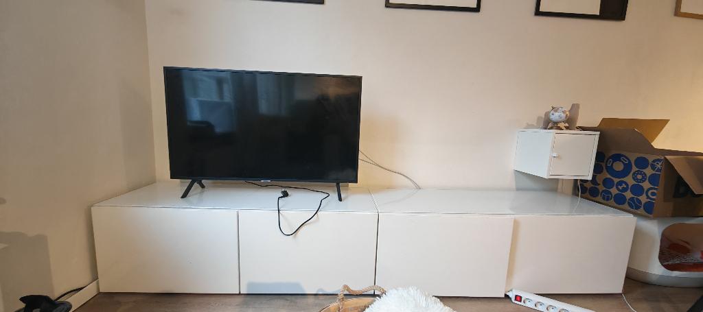 IKEA Besta (TV-)kast met glasplaten 2x hoogglans, Ophalen, Gebruikt, Overige materialen, 100 tot 150 cm