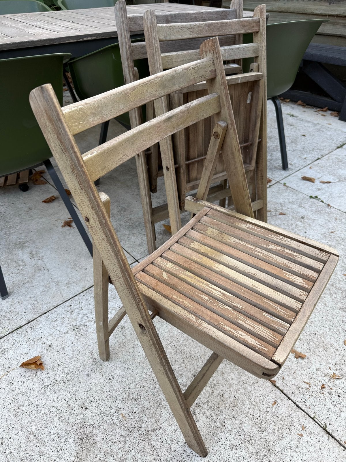 5 houten bistro klapstoelen (vintage), Antiek en Kunst, Ophalen of Verzenden