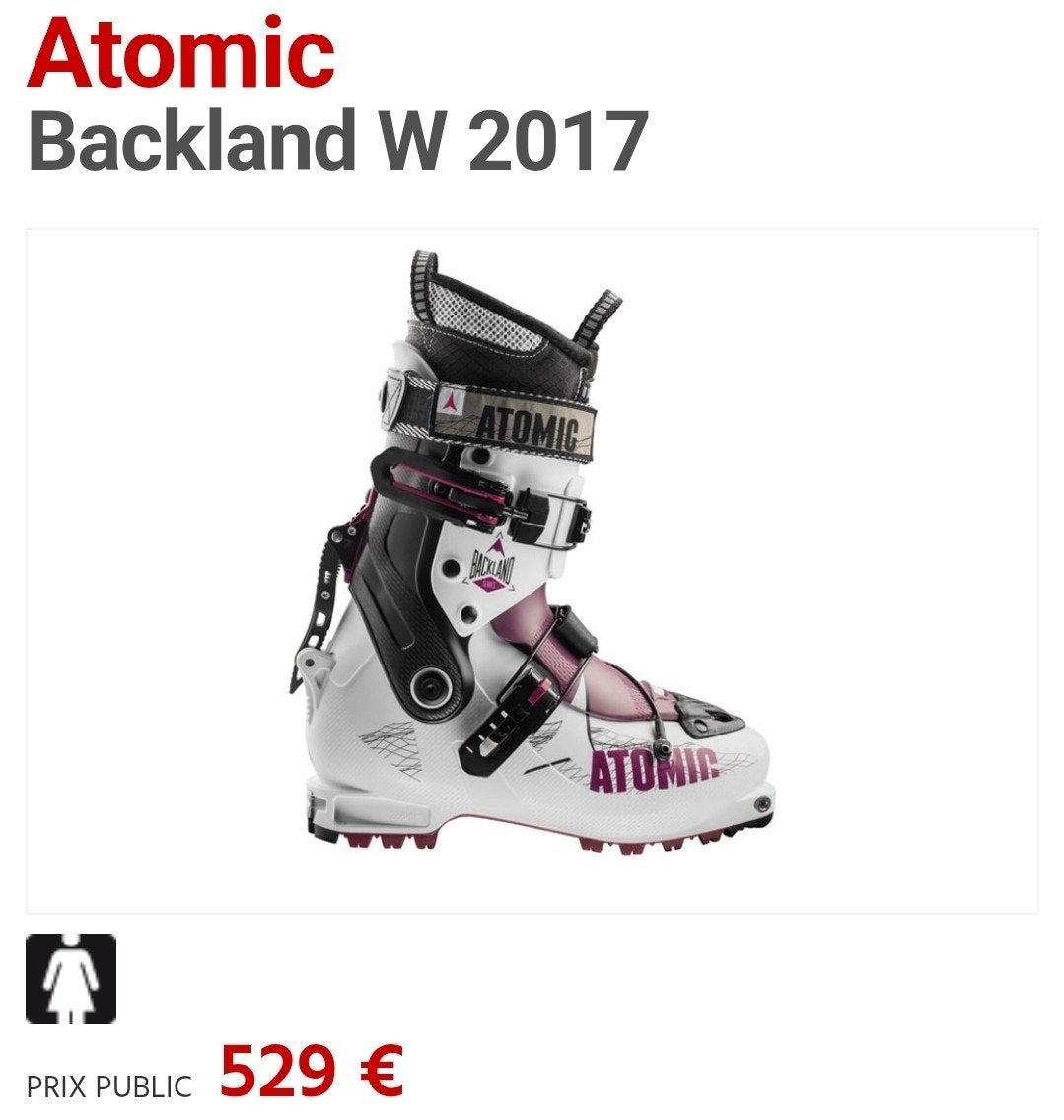 Atomic Backland W ultralight skischoenen - goede staat, 160 tot 180 cm, Gebruikt, Schoenen, Ophalen of Verzenden