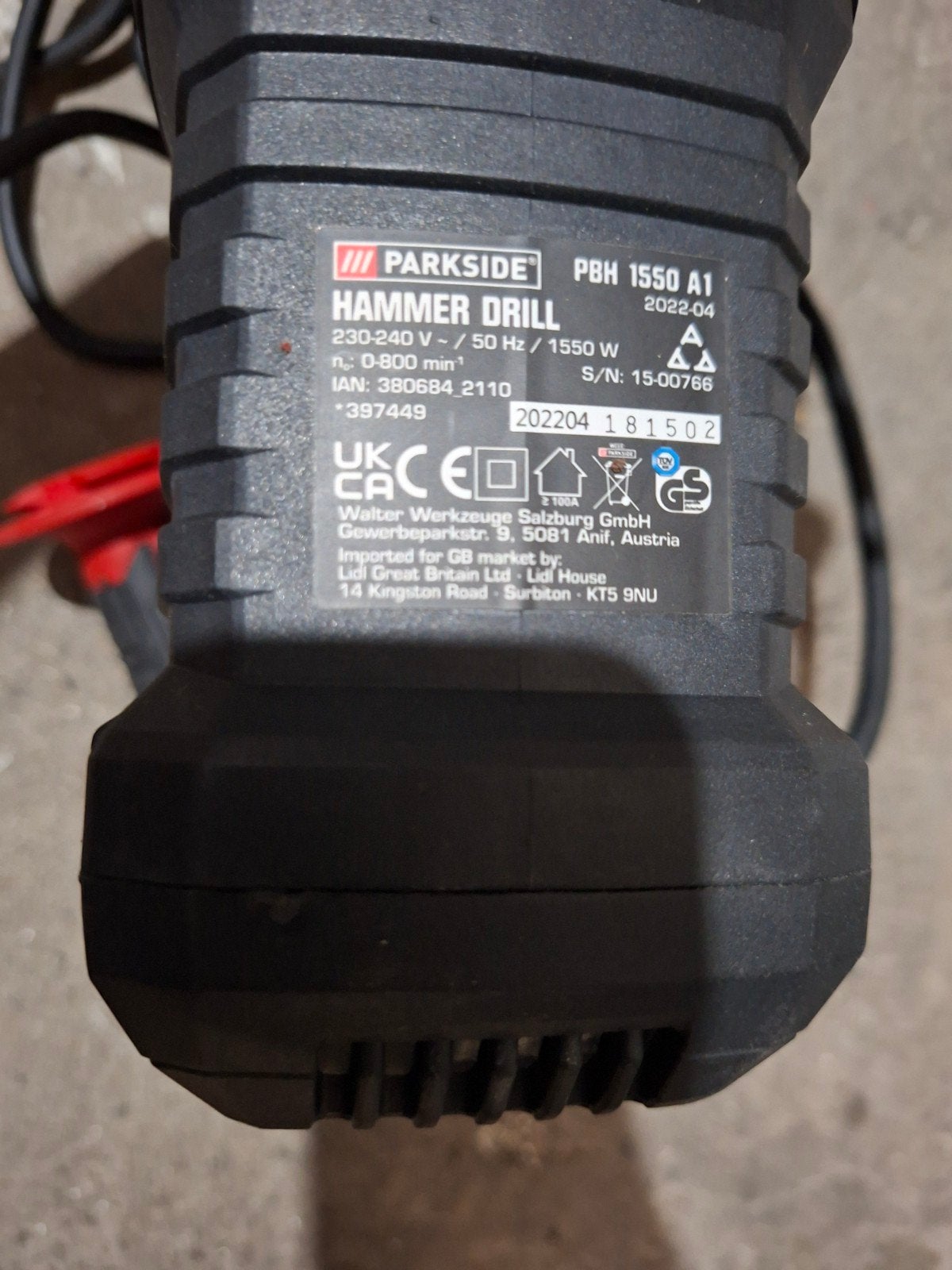 Parkside PBH 1550 A1 Boor- en Breekhamer 1550W, Ophalen of Verzenden