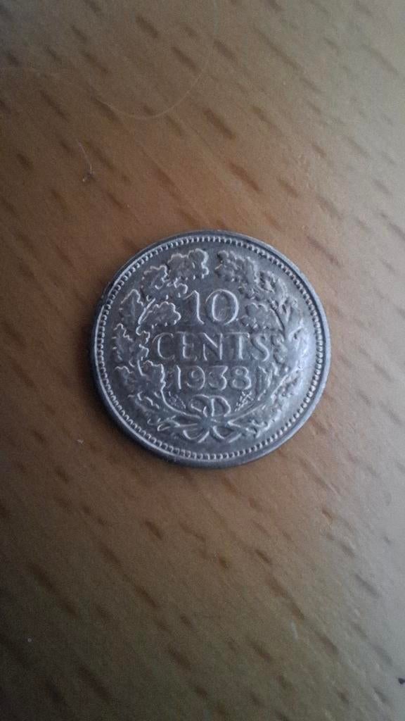 Dubbeltje 10 cent zilver Wilhelmina 1938, Zilver, Ophalen of Verzenden, 10 cent, Koningin Wilhelmina