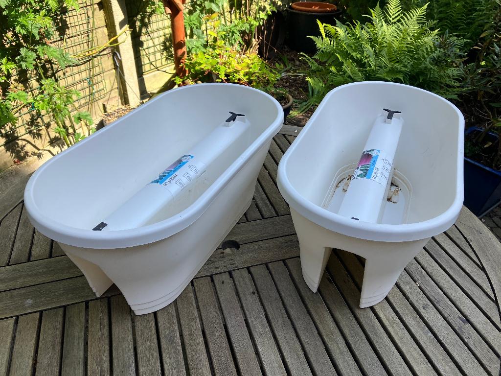 2 bloempotten / plantenpotten bloembak voor balkonhek 57 cm, Kunststof, Minder dan 30 cm, Balkon, Minder dan 60 cm