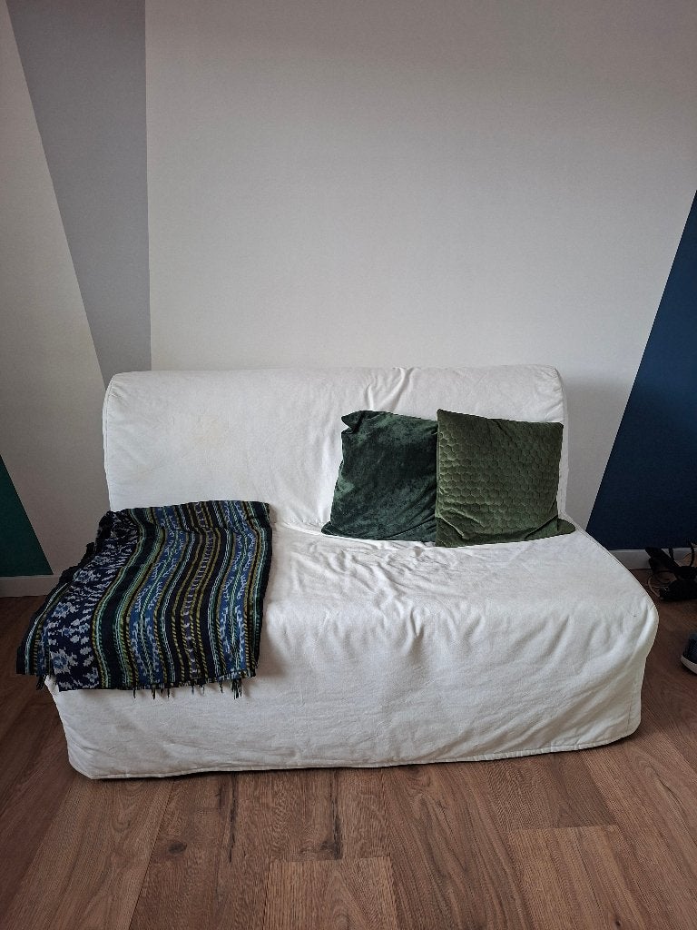 Slaapbank, Huis en Inrichting, Ophalen, Gebruikt, Wit, Tweepersoons