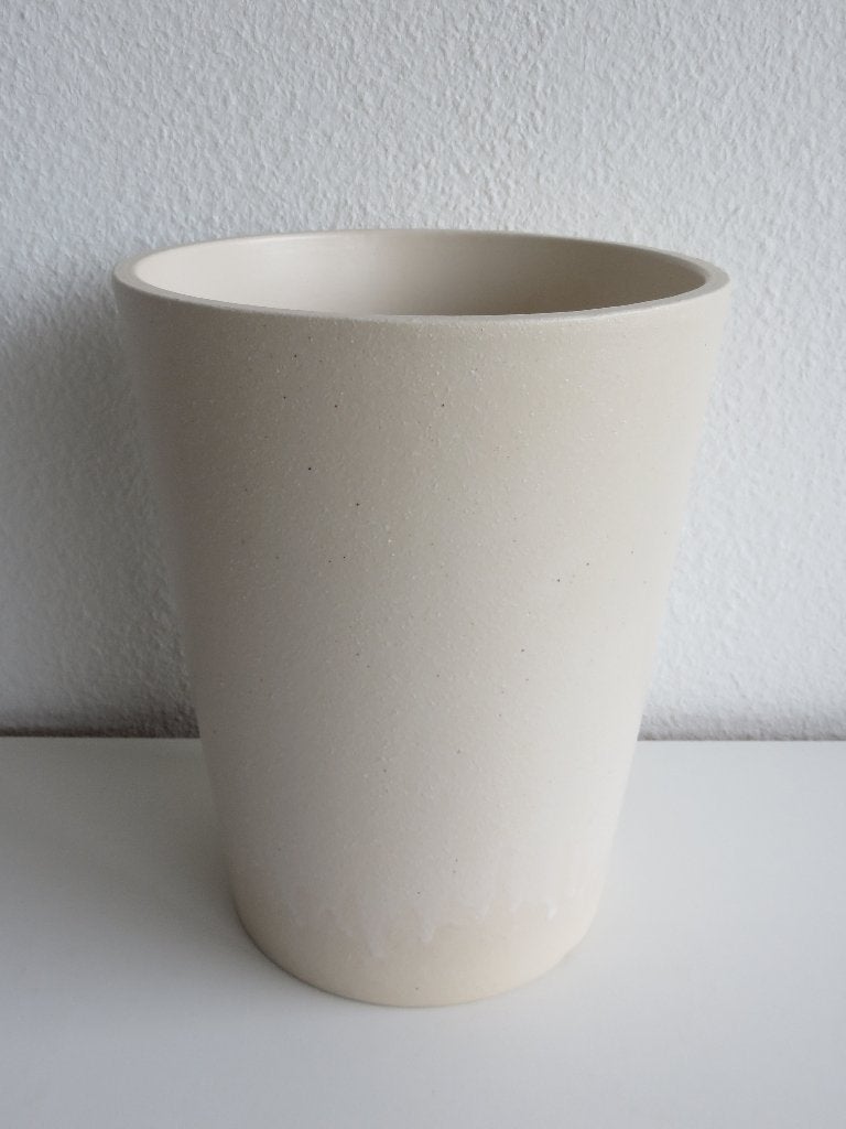 hoge keramieken creme geglazuurde bloempot, Tuin en Terras, Rond, Binnen, Ophalen of Verzenden, Zo goed als nieuw