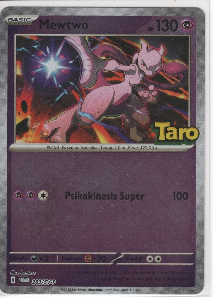 Mewtwo  283/SV-P Taro (ID) Promo, Ophalen of Verzenden, Zo goed als nieuw, Losse kaart, Foil