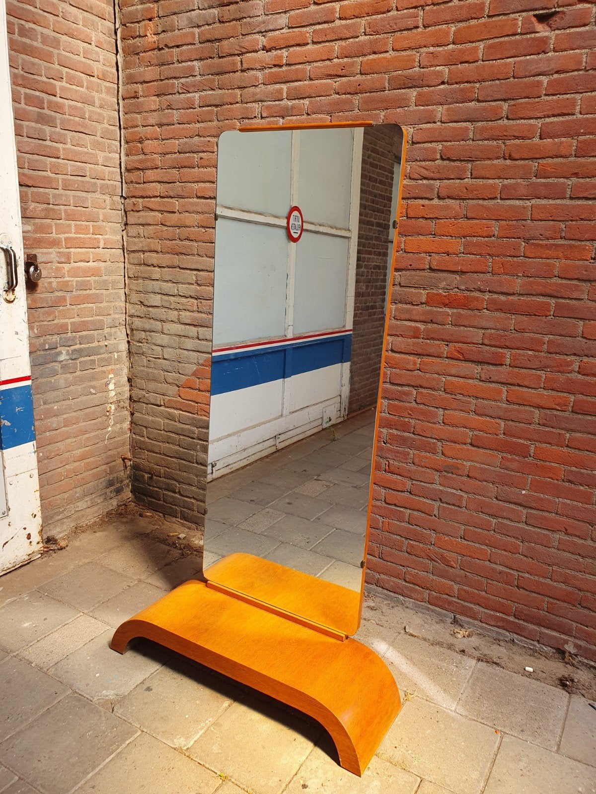 Vintage staande spiegel, Ophalen, Minder dan 50 cm, Zo goed als nieuw, 150 tot 200 cm