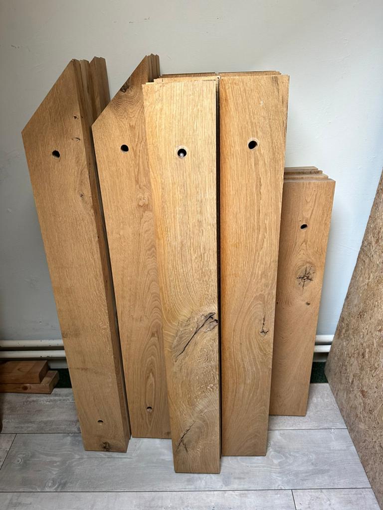 Eiken planken / balken, verschillende afmetingen, Doe-het-zelf en Verbouw, Hout en Planken, Ophalen, Gebruikt, Eiken, Plank