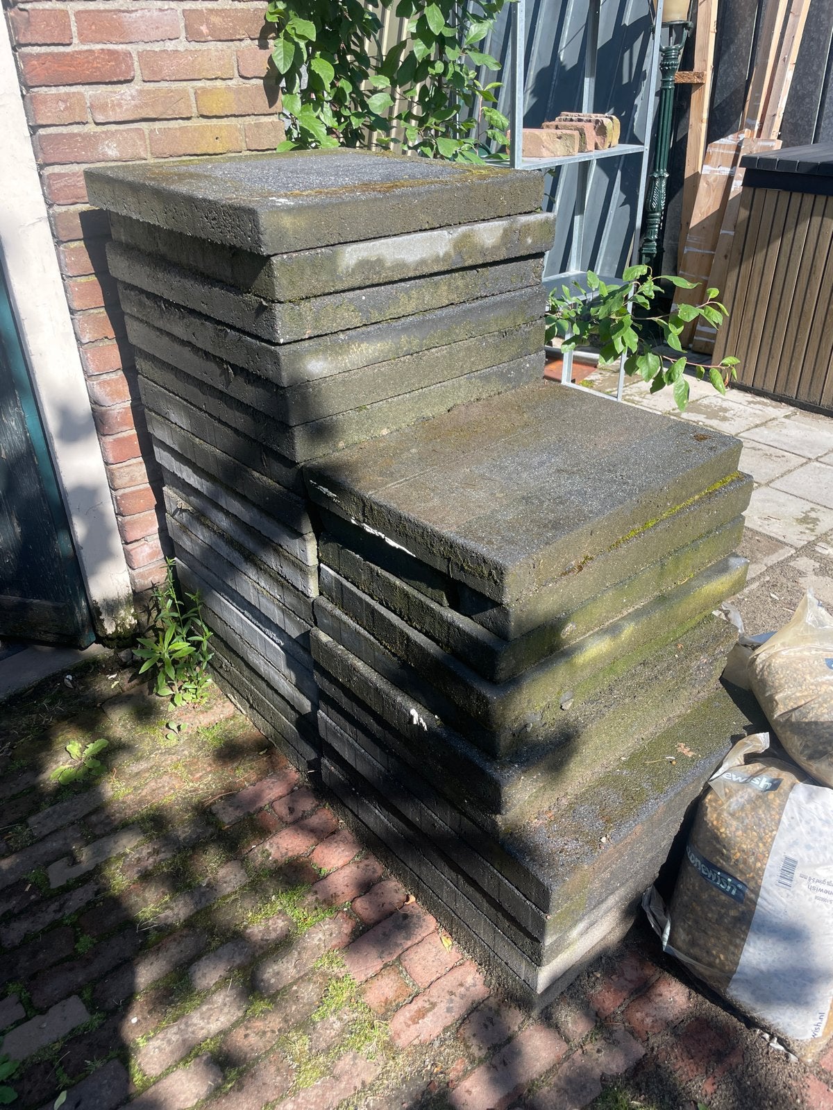 Antraciete betontegels 60x60x6 cm - 23 stuks, Ophalen, Gebruikt, 5 tot 10 m², Beton
