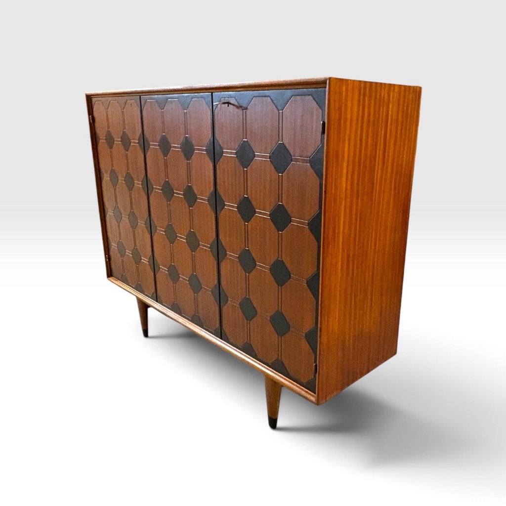 Stijlvol Scandinavisch vintage sideboard in mahonie, Gebruikt, 100 tot 150 cm, Mid-century - Scandinavisch - Vintage, 25 tot 50 cm