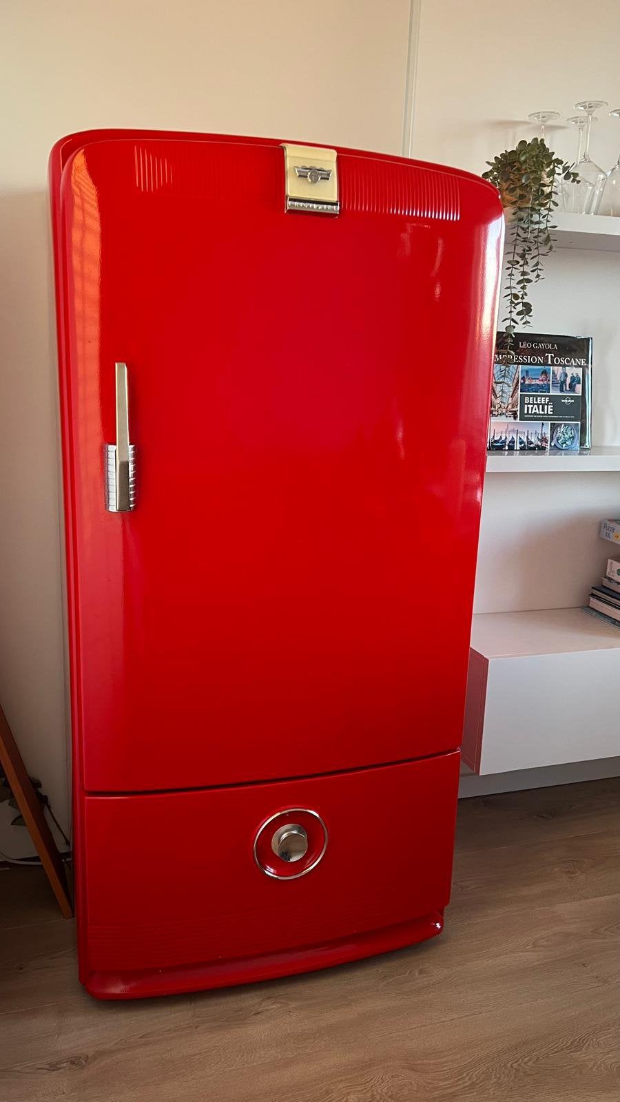 Originele Frigidaire koelkast + vriesvak -rood-vintage-retro, Ophalen, 200 liter of meer, 60 cm of meer, 160 cm of meer