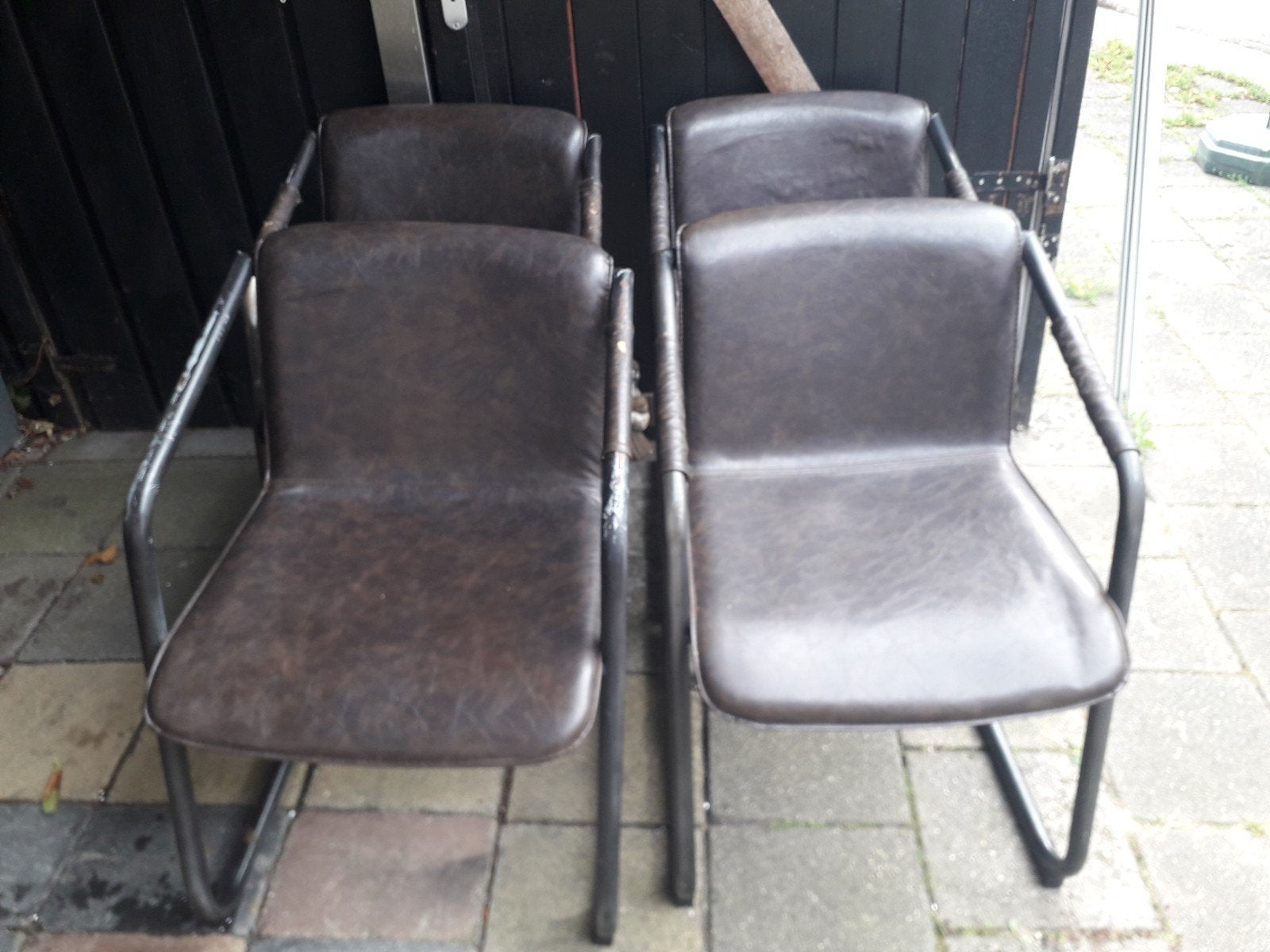 Eetkamer stoelen / eettafelstoelen / 4 industriële stoelen, Huis en Inrichting, Ophalen, Gebruikt, Metaal, Vijf, Zes of meer stoelen