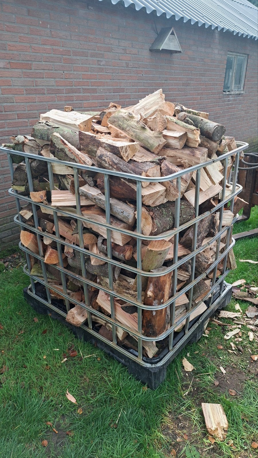 haardhout in ibc vol, Tuin en Terras, Minder dan 3 m³, Ophalen, Overige houtsoorten