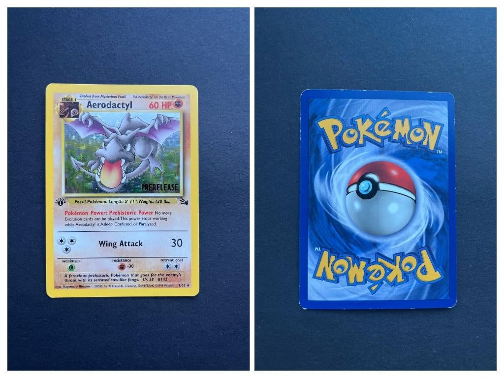Aerodactyl Fossil PRERELEASE - First edition Excellent (FO1), Ophalen of Verzenden, Zo goed als nieuw, Losse kaart