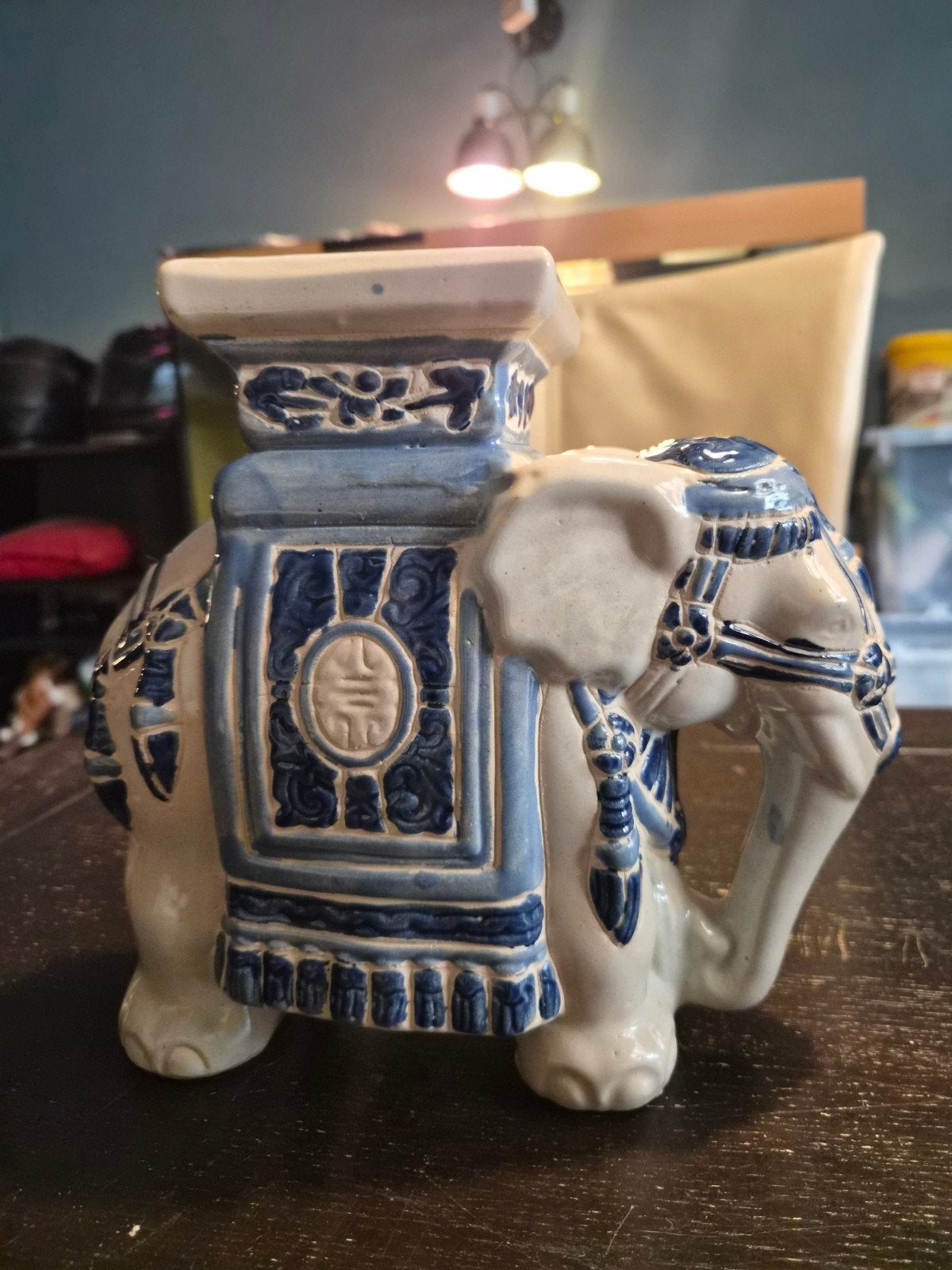 Decoratieve Olifant Keramiek Blauw-Wit, Ophalen of Verzenden
