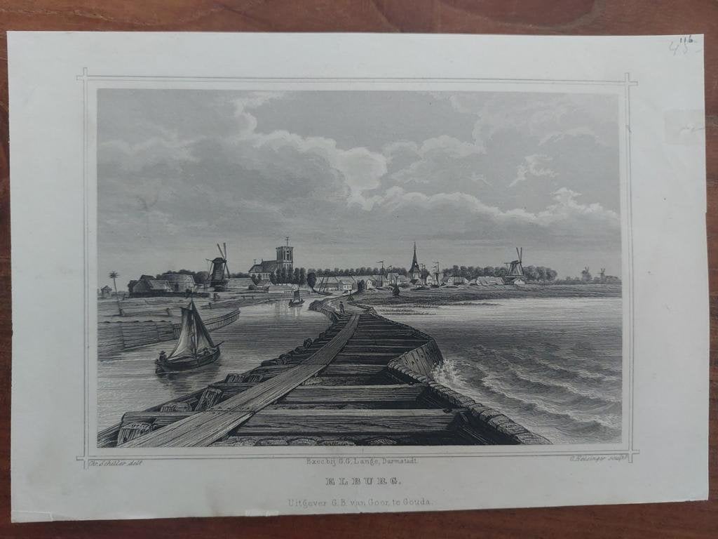 116 / Elburg - Staalgravure van Terwen uit 1860, Antiek en Kunst, Ophalen of Verzenden