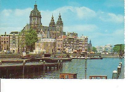 Ansichtkaart 	Amsterdam	Schreierstoren	met St Nicolaaskerk, Verzenden, 1960 tot 1980, Ongelopen, Noord-Holland