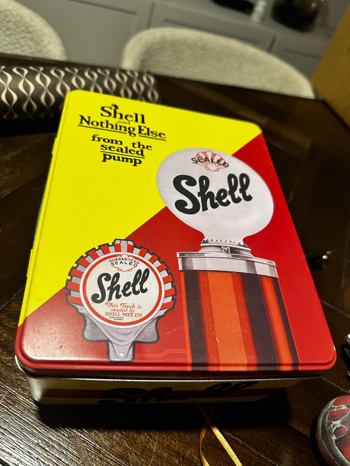 Vintage Shell Blik - Decoratief Verzamelobject, Verzamelen, Ophalen of Verzenden, Gebruikt, Verpakking